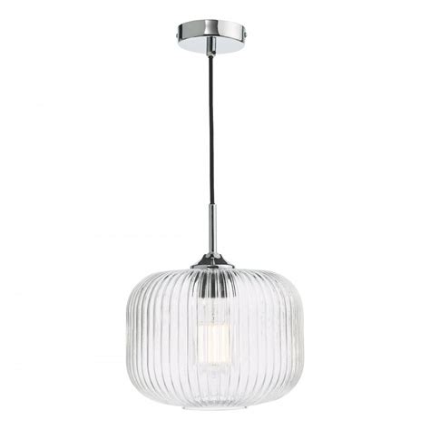 Ceiling Pendant Ribbed Clear Glass And Chrome Lighting Company Uk