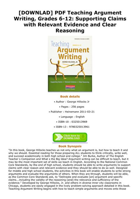 Teaching Argument Writing Grades 6 12 Supporting Claims With Relevant Evidence And Clear Reasoning