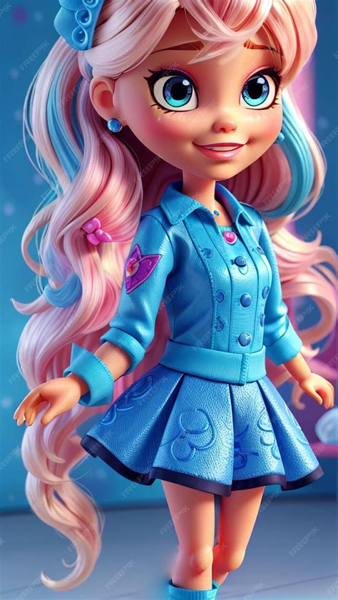 Premium Ai Image A Cute Barbie Doll Wearing Blue Dress