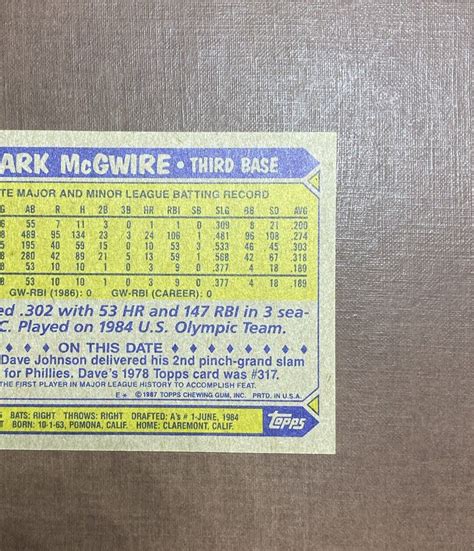 Mark Mcgwire Topps Rc Rookie G Ebay