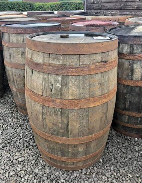 Rustic Solid Oak Wooden Barrel Large Whiskey Barrel Keg Tubs Ebay