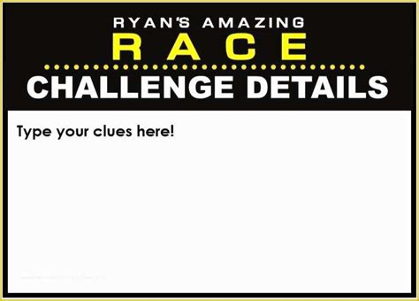 Amazing Race Editable Templates Free Of Amazing Race Clues & Challenge ...