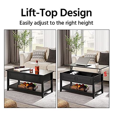 Yaheetech Lift Top Coffee Table With Hidden Compartment And Open