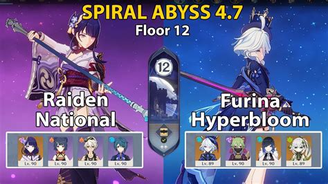 Spiral Abyss Floor 12 4 7 Raiden National And Furina Hyperbloom