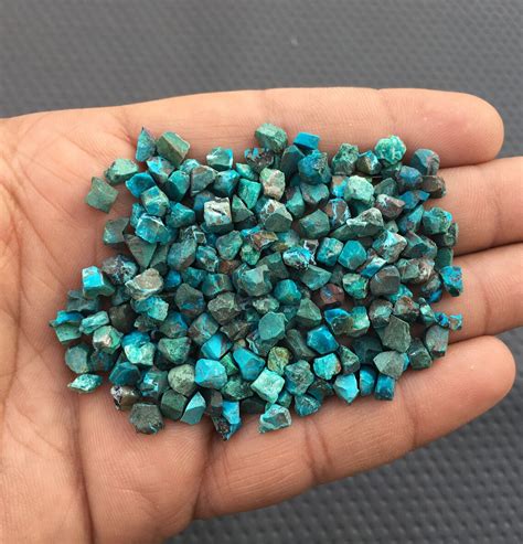 50 Pieces Raw Chrysocolla 4 6 Mm Raw Chrysocolla Rough Etsy