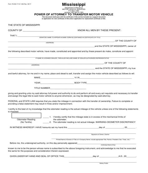 Free Vehicle Power Of Attorney Forms In Pdf Ms Word