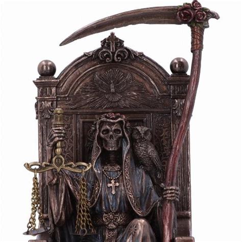 Santa Muerte On Throne Bronze Figurine Gothic Gifts