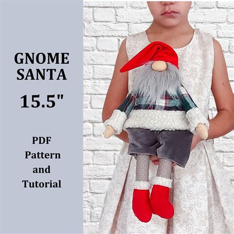 Santa Pattern To Sew Diy Gnome Pattern Scandinavian Gnome Tomte