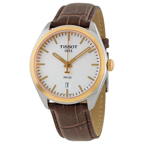 Tissot PR100 Silver Dial Brown Leather Men S Watch T1014102603100 PR