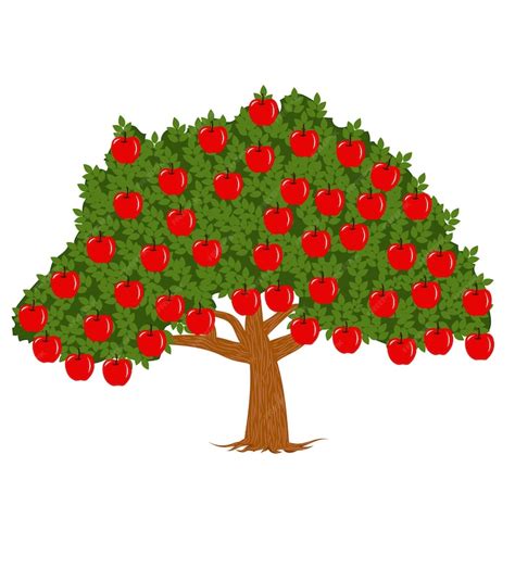 Premium Vector Apple Tree On White Background