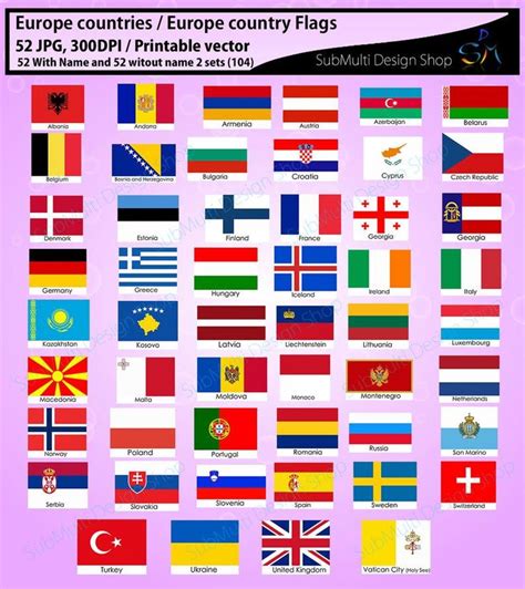 Europe Countries / Europe Country Flags / Country Flag / 300DPI ...