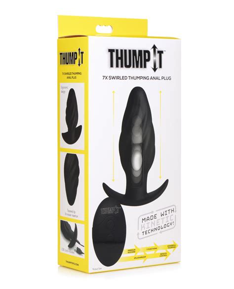 Thump It 7X Swirled Thumping Silicone Anal Plug Black Satisfaction