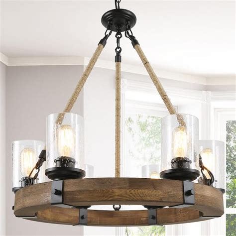 Have A Question About LNC Farmhouse Chandelier 6 Light Black Wagon