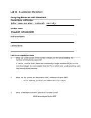 Netsec V Lab Awm Docx Lab Assessment Worksheet Analyzing