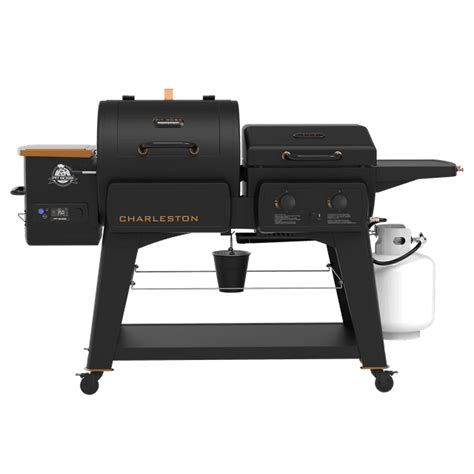 Pit Boss Charleston 1020 Sq In Wood Pellet Grill Gas Griddle Combo Onyx Edition