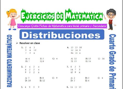 Ejercicios de Distribuciones para Cuarto de Primaria Matemática