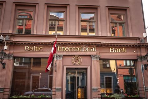 Riga Latvia August Baltic International Bank Logo On Their