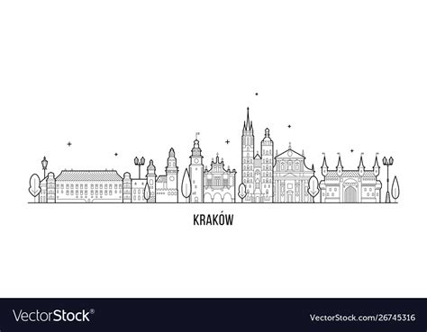 Krakow Skyline Poland City A Royalty Free Vector Image