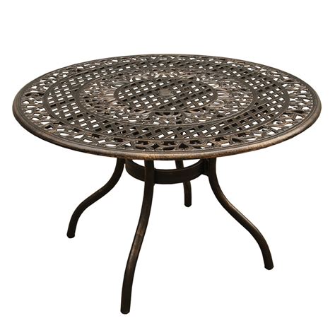 Oakland Living Ornate Mesh Lattice Aluminum Round Patio Dining Table ...