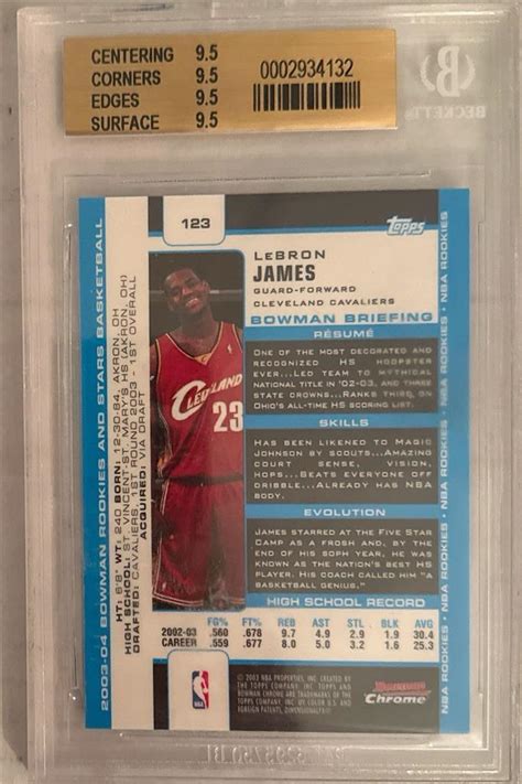 Lebron James Bowman Chrome Rc Bgs Gem Mint W Quad