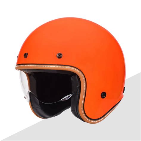 2024 Orange Vintage Open Face Motorcycle Helmet Motorbike Retro 3 4 Open Face Helmet Capacete