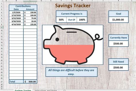 Savings Goal Tracker Goal Tracking Spreadsheet Excel Goal Etsy