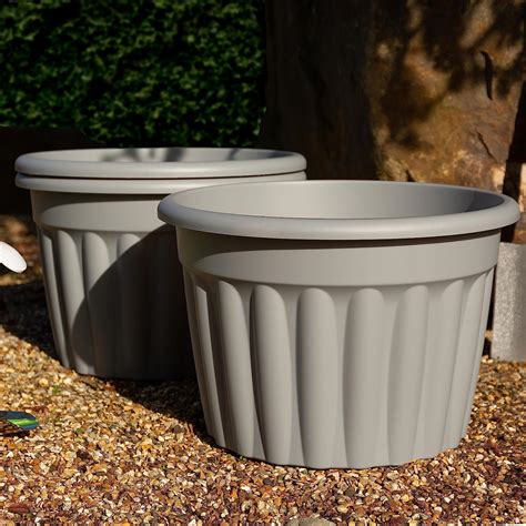 Wham 3x 60cm Vista Plastic Planter Round Garden Plant Pot Extra Large