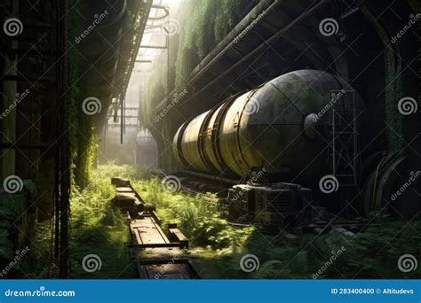 Abandoned Missile Silo Hidden In The Forest Stock Illustration