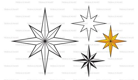 Christmas Star Cut Files For Cricut Clip Art Silhouettes Eps Svg