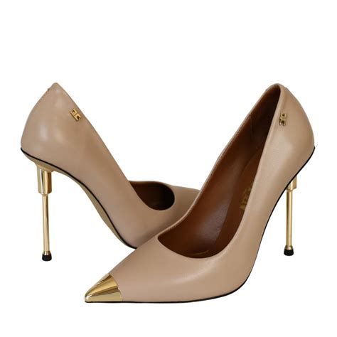 Nude Deri Kadın Stiletto Platin Deri