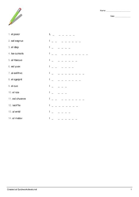 [untitled worksheet] - Word Scramble - Quickworksheets