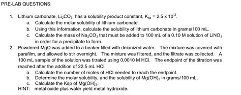 Solved Lithium carbonate, Li_2CO_3, has a solubility product | Chegg.com