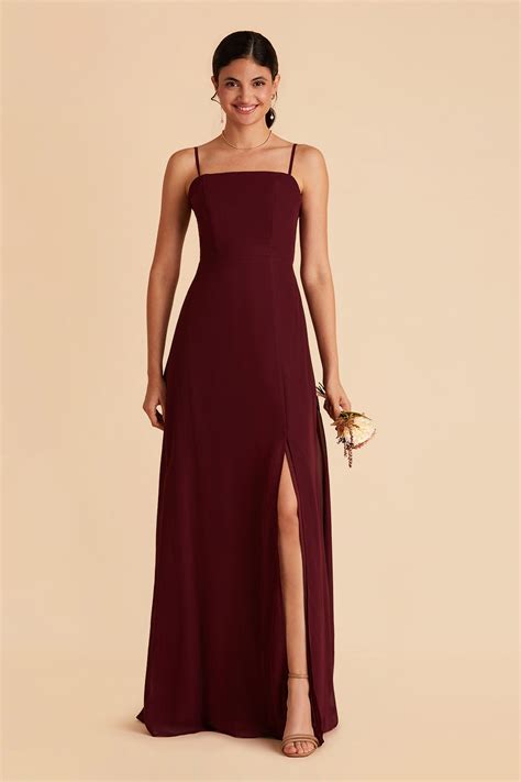 Chris Cabernet Convertible Chiffon Slit Bridesmaid Dress Birdy Grey