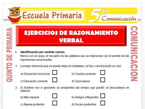 Razonamiento Verbal Para Quinto Grado De Primaria 5o Pdf Razonamiento