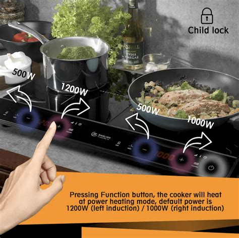 English Electric Double Twin Induction Hob Hot Plate Cooker Portable Powerful 3000W E350G