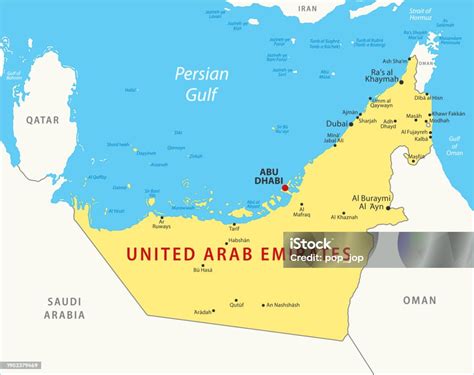 United Arab Emirates Map Vector Colored Map Of United Arab Emirates Stock Illustration