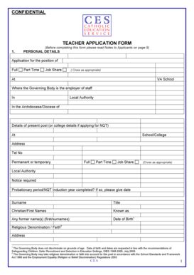 Fillable Online Tes Co Confidential Teacher Application Form Before