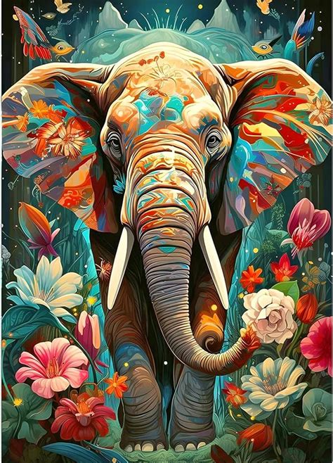 DPHERO Éléphant Bricolage Diamond Painting 5D DIY Fantaisie Diamant