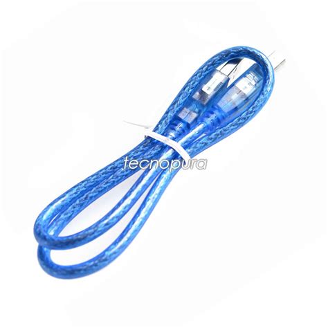 Cable USB Azul Para Arduino Uno Mega Tecnopura