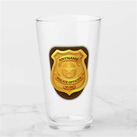 Personalized Police Officer Sheriff Cop Name Badge Glass Zazzle