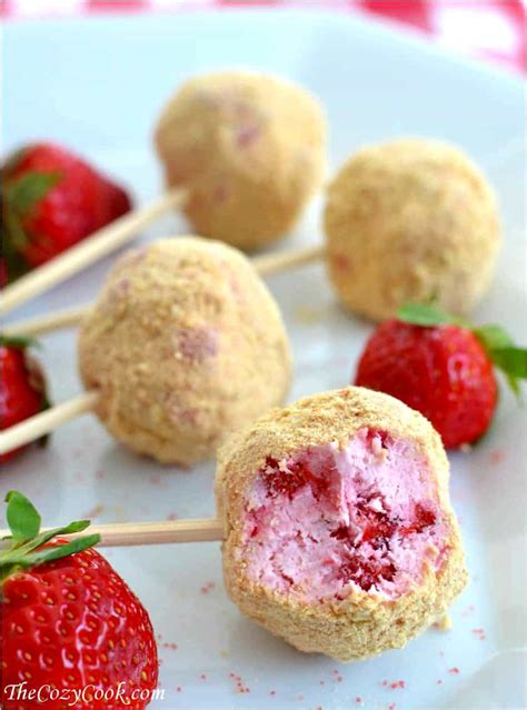 No Bake Strawberry Cheesecake Pops The Cozy Cook