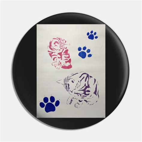 Two Colourful Tabby Kittens With Paw Prints Cats Pin TeePublic