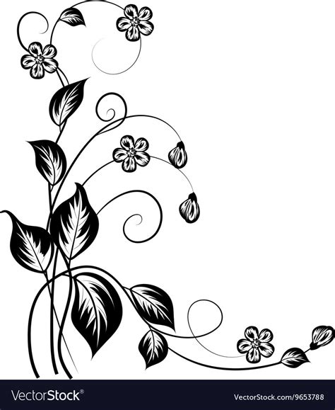 Simple floral background in black and white Vector Image