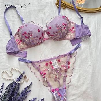 Wholesale See Through Women S Embroidery Floral Mesh Sheer Underwire Lingerie Bra And Panty Set