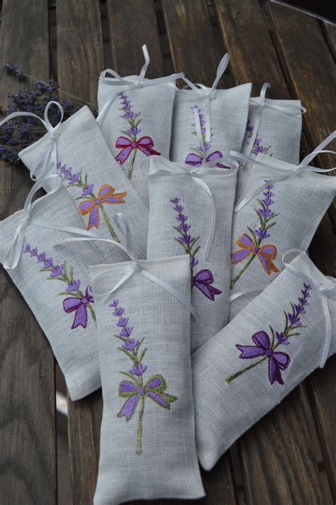 Linen Lavender Bag With Lavender Embroidery Closet Wardrobe Etsy