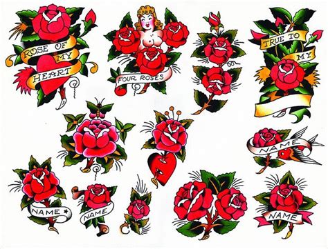 Sailor Jerry Rose Flash Sheet | Traditional rose tattoos, Sailor jerry ...