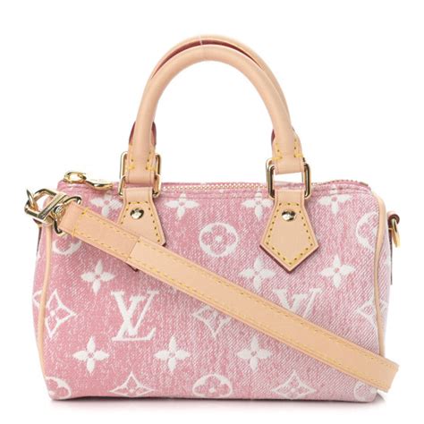 Louis Vuitton Monogram Jacquard Denim Nano Speedy Bandouliere Pink