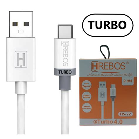 Cabo Carregador Tipo C Turbo 2 Metros Original Hrebos 4 0 Shopee Brasil