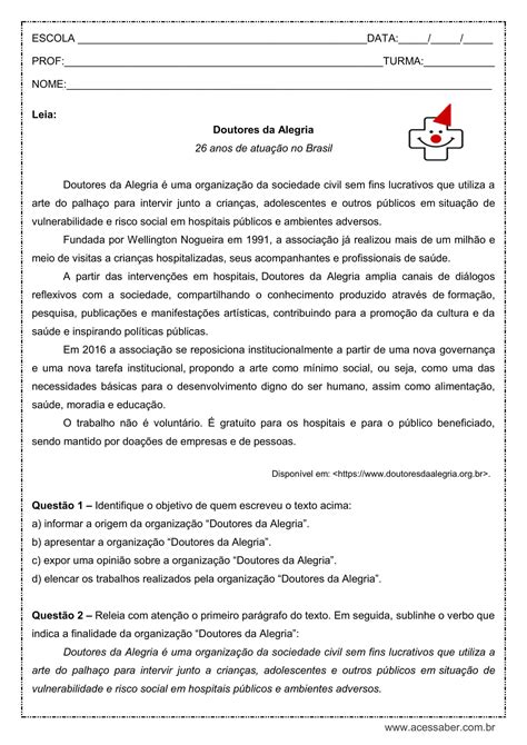 Interpretação De Texto 7 Ano Portugues Gabarito Texto Exemplo Hot Sex