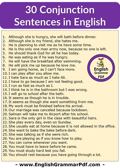 30 Conjunction Sentences In English English Sentences English